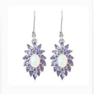 🆕️ Welo Ethiopian Opal with 3.60ctw  Blue Tanzanite Rhodium Over 925 Earrings